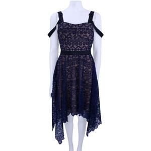 Self-Portrait Navy Lace Asymmetrical Dress Size 4
